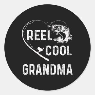 Reel Cool Grandma Retro Fishing Lover For Mothers Classic Round Sticker