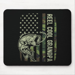 Reel Cool Grandpa Camouflage American Flag Fathers Mouse Pad