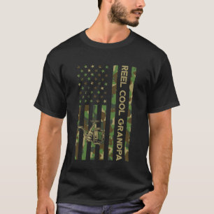 Reel Cool Grandpa Fisherman American Flag Camoufla T-Shirt