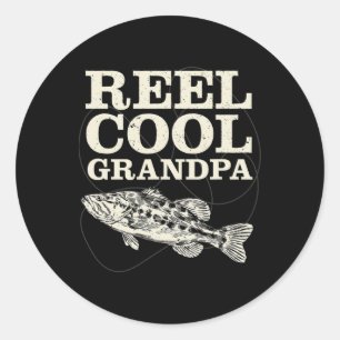 Reel Cool Grandpa Fishing Fathers Day Classic Round Sticker
