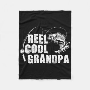 Reel Cool Grandpa - Fishing Gift For Dad Or Grandp Fleece Blanket