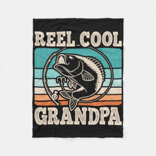 Reel Cool Grandpa Fishing Grandfather Retro Father Fleece Blanket