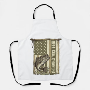 Reel Cool Grandpa Vintage Bass Fishing Shirt Desig Apron