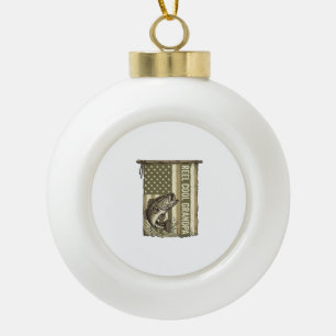 Reel Cool Grandpa Vintage Bass Fishing Shirt Desig Ceramic Ball Christmas Ornament