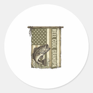 Reel Cool Grandpa Vintage Bass Fishing Shirt Desig Classic Round Sticker