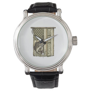 Reel Cool Grandpa Vintage Bass Fishing Shirt Desig Watch