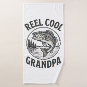Reel Cool Grandpa Vintage Fishing Bass Shirt Desig Bath Towel