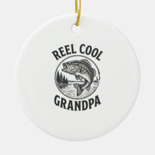 Reel Cool Grandpa Vintage Fishing Bass Shirt Desig Ceramic Tree Decoration