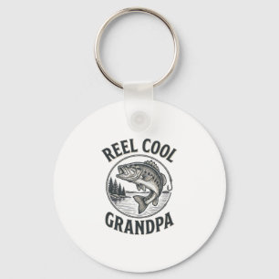 Reel Cool Grandpa Vintage Fishing Bass Shirt Desig Key Ring