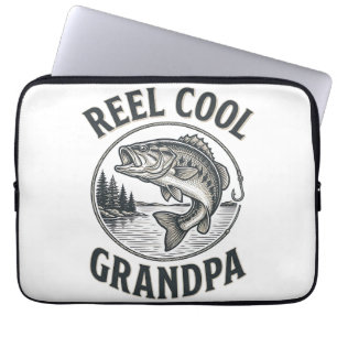Reel Cool Grandpa Vintage Fishing Bass Shirt Desig Laptop Sleeve