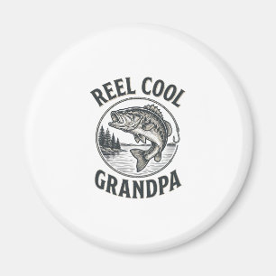 Reel Cool Grandpa Vintage Fishing Bass Shirt Desig Magnet