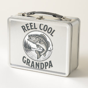 Reel Cool Grandpa Vintage Fishing Bass Shirt Desig Metal Lunch Box