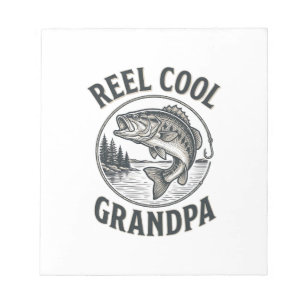 Reel Cool Grandpa Vintage Fishing Bass Shirt Desig Notepad
