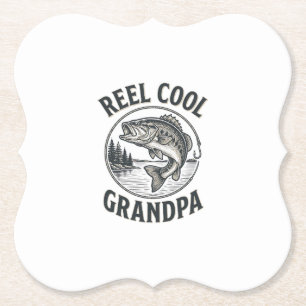 Reel Cool Grandpa Vintage Fishing Bass Shirt Desig Paper Coaster