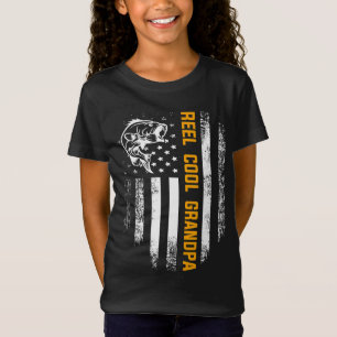 Reel Cool Grandpa Vintage Flag Fishing Father's Da T-Shirt