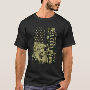 Reel Cool Mama Shirt Camouflage American Flag Moth