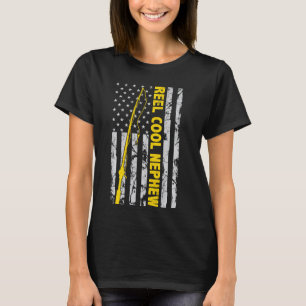 Reel Cool Nephew Fishing American Flag  Fisherman  T-Shirt