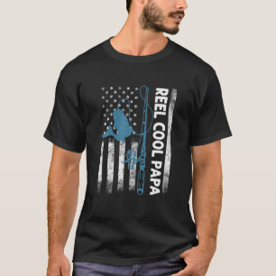 Reel Cool Papa Dad Fishing USA Flag Fathers Day T-Shirt