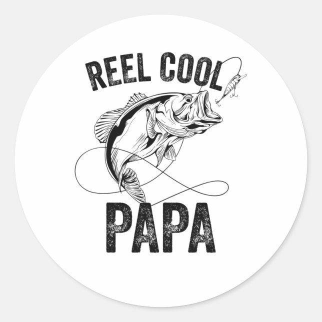 Reel Cool Papa Fathers Day Fishing Gift Fisherman Classic Round Sticker (Front)