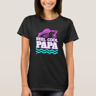 Reel Cool Papa Fishing Dad Fisherman Retro Vaporwa T-Shirt