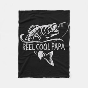 Reel Cool Papa Fishing Dad Gifts Father's Day Fish Fleece Blanket