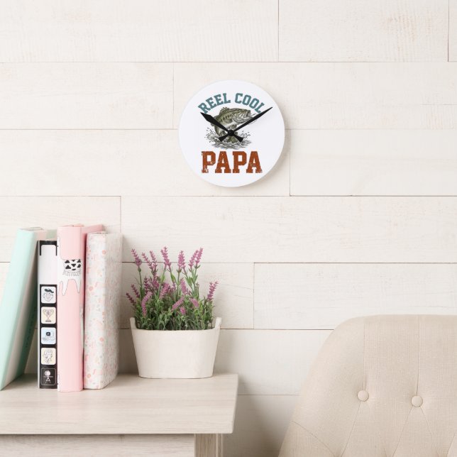 Reel Cool Papa Fishing Father's Day Round Clock (Reading Room)