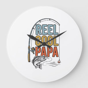 Reel Cool Papa Fishing Shirt Design_1 Large Clock