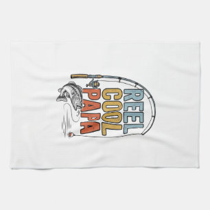 Reel Cool Papa Fishing Shirt Design_1 Tea Towel