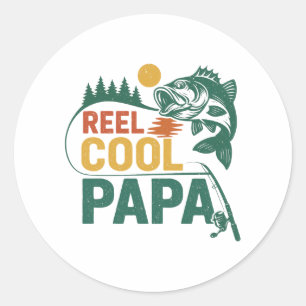 Reel Cool Papa Funny Fishing Fathers Day Grandpa Classic Round Sticker