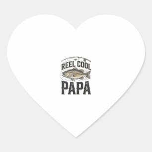 Reel Cool Papa Vintage Fishing Vector Design_1 Heart Sticker