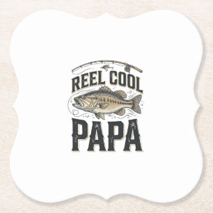 Reel Cool Papa Vintage Fishing Vector Design_1 Paper Coaster