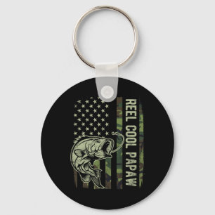 Reel Cool Papaw Camouflage American Flag Fathers D Key Ring