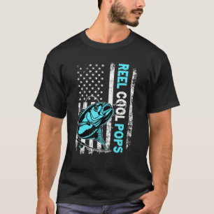 Reel Cool Pops USA Flag Fishing Father's Day T-Shirt