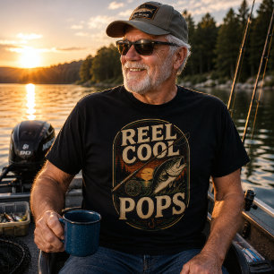 Reel Cool Pops Vintage Fishing Retro Sunset T-Shirt