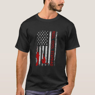 Reel Cool Stepdad American Flag Fishing Father's T-Shirt
