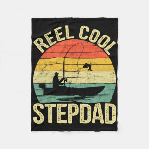 Reel Cool Stepdad Fishing Gifts For Father's Day F Fleece Blanket