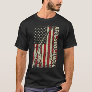 Reel Cool Uncle American Flag Fishing Christmas T-Shirt