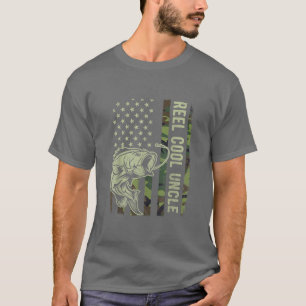 Reel Cool Uncle Camouflage American Flag Funny Unc T-Shirt