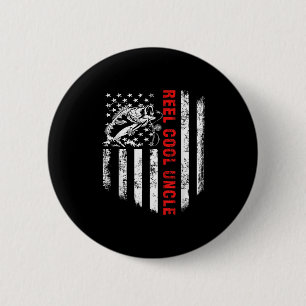 Reel Cool Uncle Shirt Usa Flag Fishing Gift For Fa 6 Cm Round Badge