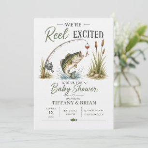Reel Excited Bass Theme Fishing Baby Shower Invitation