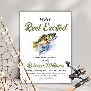 Reel Excited Big Fish Fisherman Baby Shower Invitation