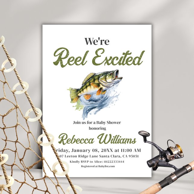 Reel Excited Big Fish Fisherman Baby Shower Invitation (Creator Uploaded)