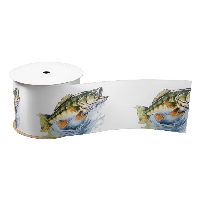 Reel Excited Big Fish Fisherman Baby Shower Satin Ribbon (Spool)