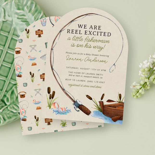 Reel Excited Fisherman Watercolor Baby Shower Invitation (Creator Uploaded)