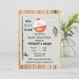 Reel Excited Fishing Boy Baby Shower Invitation