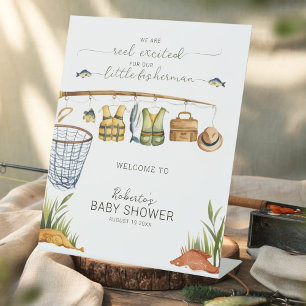 Reel Excited for Our Little Fisherman Baby Shower Pedestal Sign