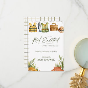 Reel Excited Little Fisherman Baby Shower  Thank You Card