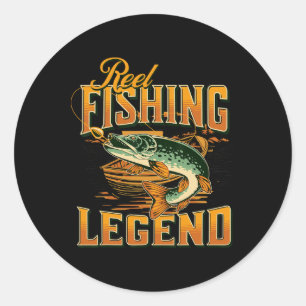 Reel Fishing Legend Vintage Fishing Pike Classic Round Sticker