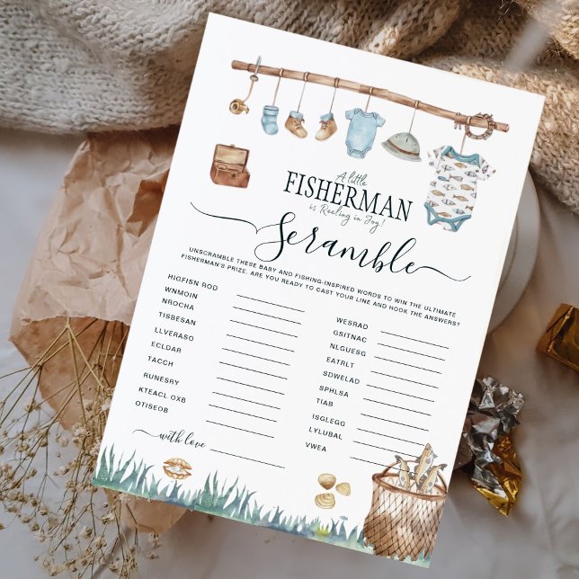 Reel Fun Fishing Baby Shower Unscramble Word Game (Creator Uploaded)