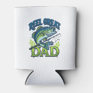 Reel Great Dad Bass Fishing Vintage Vector Design_ Can Cooler